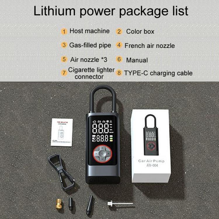 ATJ-004 Smart Wireless Digital Display Portable Car Tire Pump Multi-Function Inflator(Lithium Battery Model)