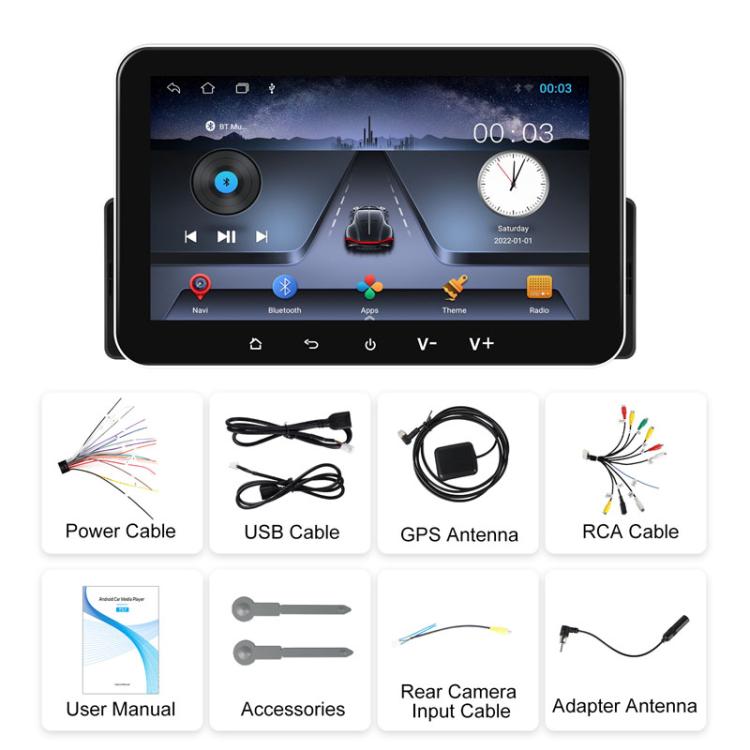 7 inch Horizontal Screen Android 13.0 Single Spindle Universal Car Multimedia Player, Style: Standard+Camera+Mic