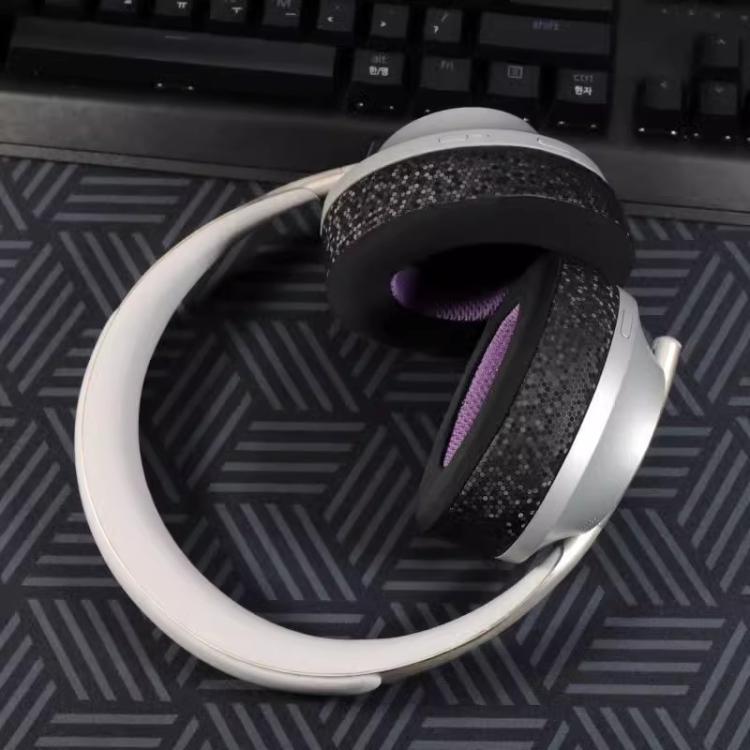 For Bose NC700 Headphone 1pair Ice Gel Ear Pads Earmuffs Protective Cover(Honeycomb Ice Black Purple)