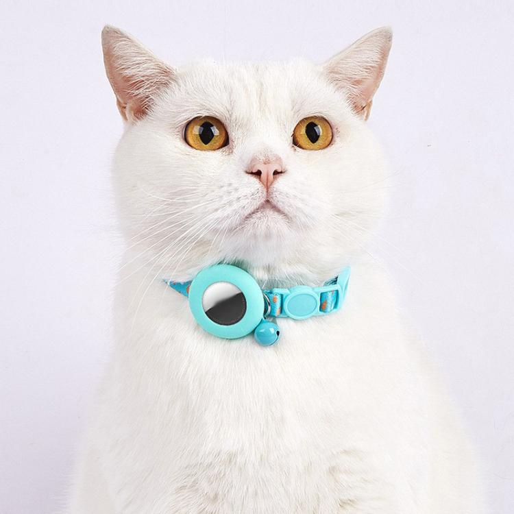 For Airtag Tracker Protective Case Cat Collar GPS Locator Protective Case With Bell(Pineapple Parrot)