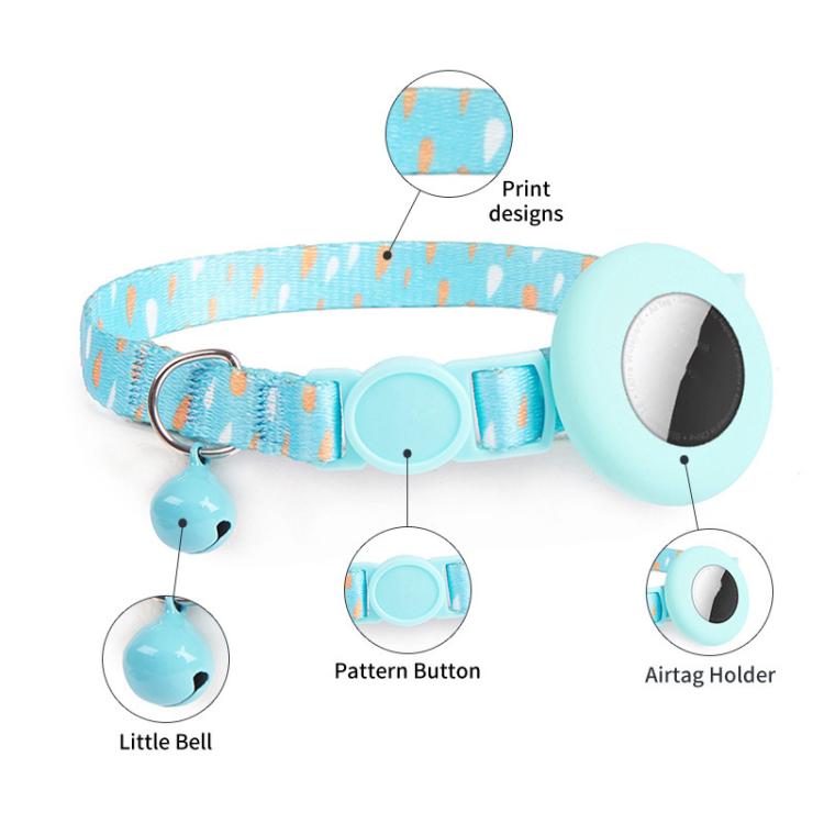 For Airtag Tracker Protective Case Cat Collar GPS Locator Protective Case With Bell(Pineapple Parrot)