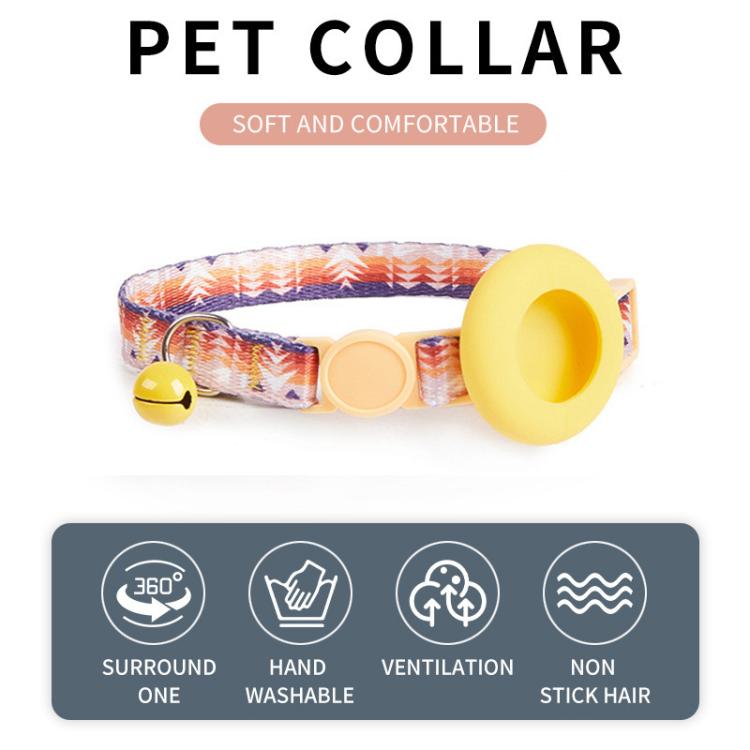 For Airtag Tracker Protective Case Cat Collar GPS Locator Protective Case With Bell(Pineapple Parrot)