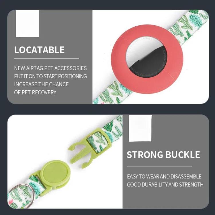 For Airtag Tracker Protective Case Cat Collar GPS Locator Protective Case With Bell(Pineapple Parrot)