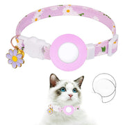 For AirTag Tracker Silicone Cover Small Daisy Pet Collar Dog Collar With Bell And Front Back Film(Purple)