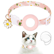 For AirTag Tracker Silicone Cover Small Daisy Pet Collar Dog Collar With Bell And Front Back Film(Pink)