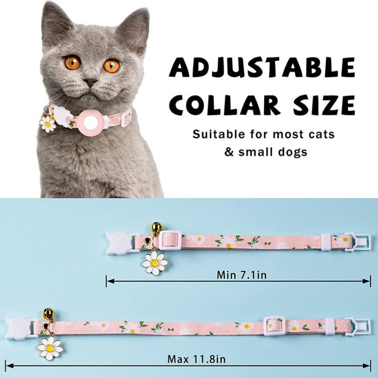 For AirTag Tracker Silicone Cover Small Daisy Pet Collar Dog Collar With Bell And Front Back Film(Luminous Green)