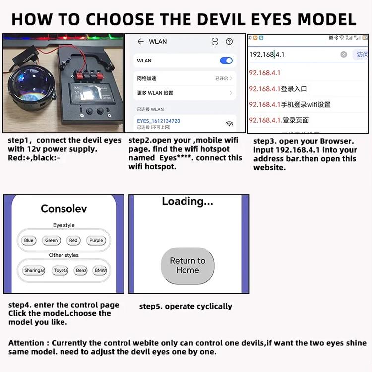 3-Inch Car Motorcycle LED Demon Eye Light Modification(23 Mode With Lens For Two)