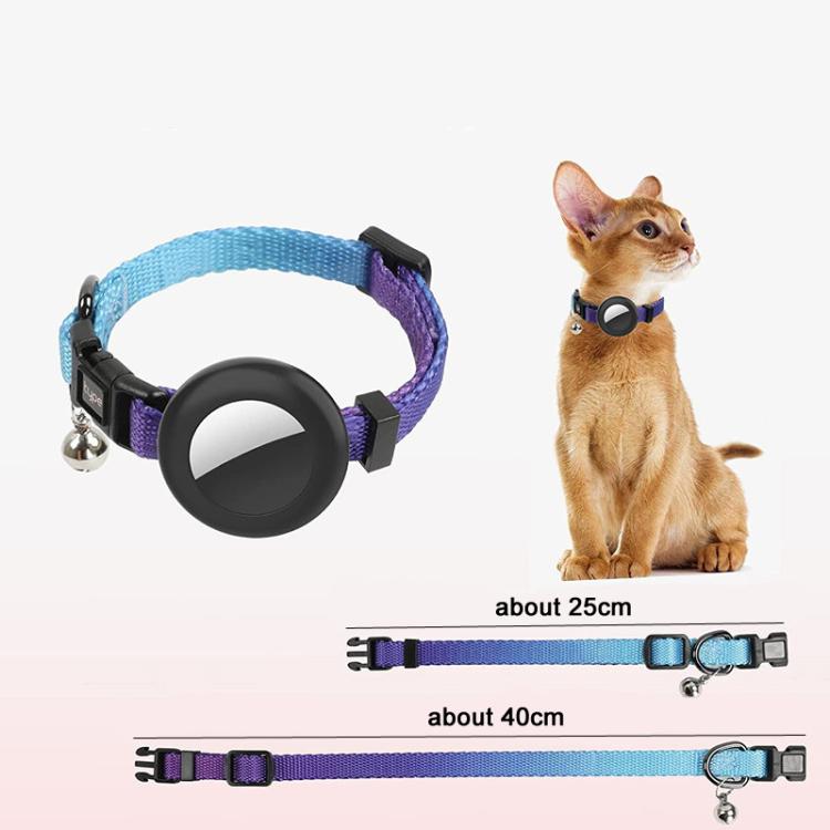For AirTag Tracker Silicone Case Rainbow Gradient Pet Cat Collar With Bell(Gradient Yellow)