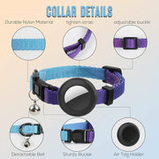 For AirTag Tracker Silicone Case Rainbow Gradient Pet Cat Collar With Bell(Gradient Yellow)