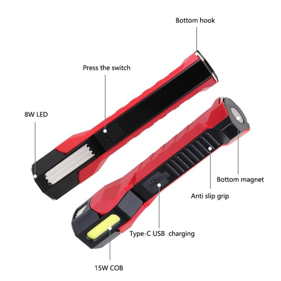 Magnet-Hook COB Rotating Strong Light Emergency Work Light(Gray)
