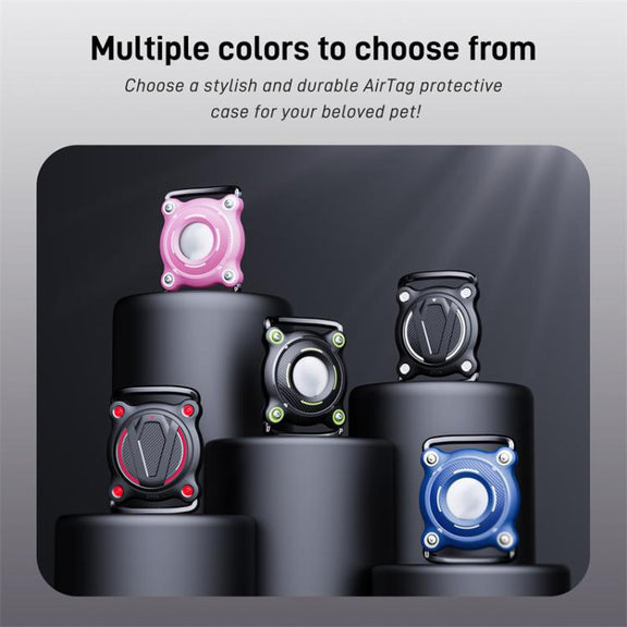 For AirTag Tracker Water-resistant Protective Case Puppy Kitten Collar Metal Buckle Model Protective Cover(Blue+White PC)