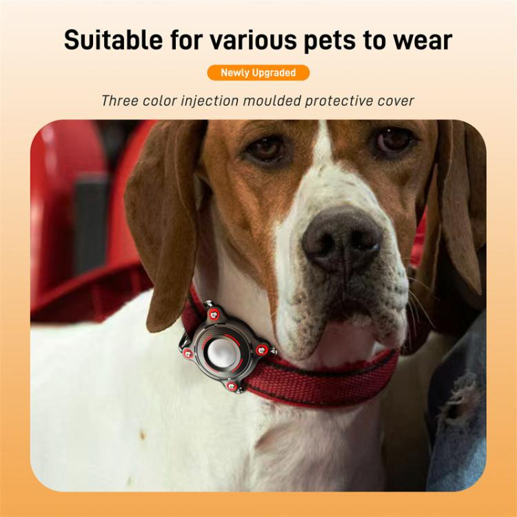 For AirTag Tracker Water-resistant Protective Case Puppy Kitten Collar Metal Buckle Model Protective Cover(Blue+White PC)