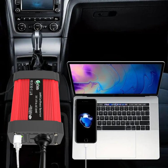 Gurxun Dual USB+Dual Type-C Charging Port Modified Square Wave Car Inverter, Spec: DC12V to AC220V Universal Plug