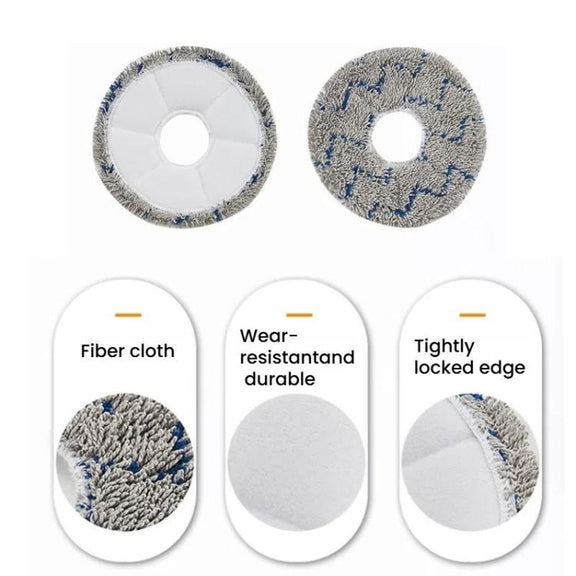 2pcs /Pack Mop Pads Rag For Ecovacs DEEBOT X1 TURBO / X1 PLUS/ X1 OMNI / T10 TURBO(Gray)