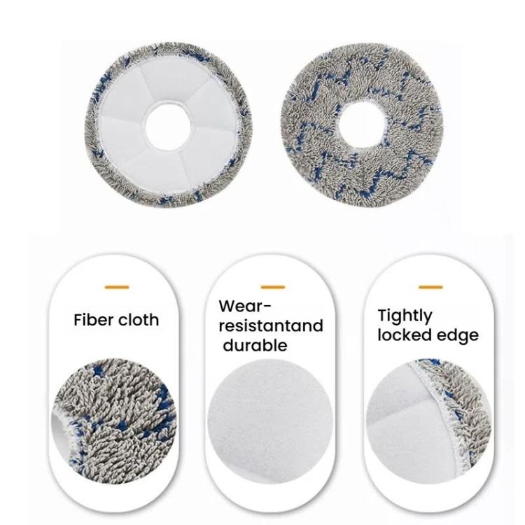 2pcs /Pack Mop Pads Rag For Ecovacs DEEBOT X1 TURBO / X1 PLUS/ X1 OMNI / T10 TURBO(Gray)