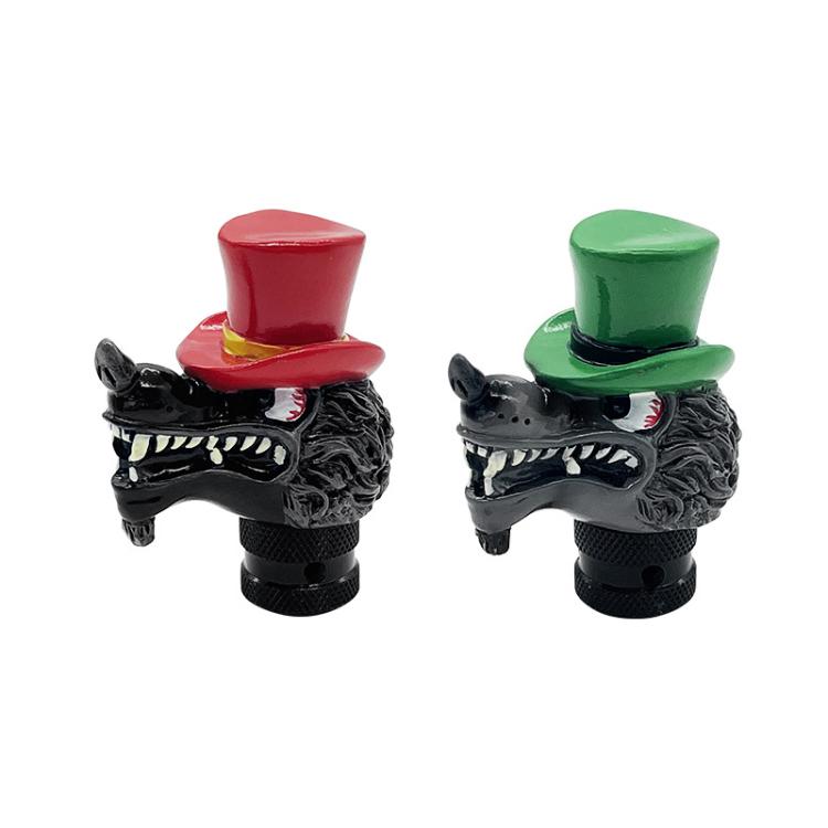 Wolf Head Detachable Car Manual Gear Lever Modification(Green)