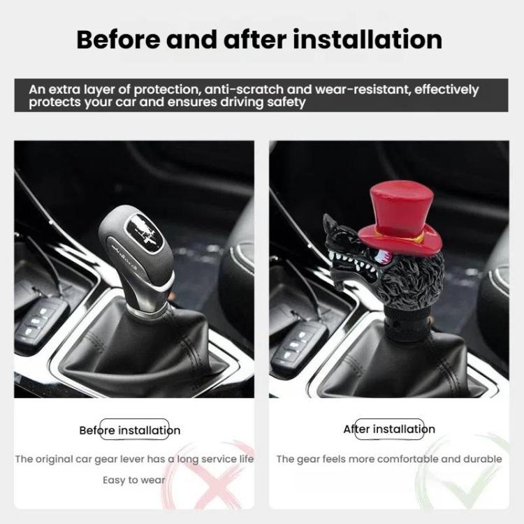 Wolf Head Detachable Car Manual Gear Lever Modification(Green)