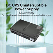 Uninterruptible Power Supply with DC Output 5V/9V/12V for Router, Modem, Security Camera, Mobile Phone EU Plug