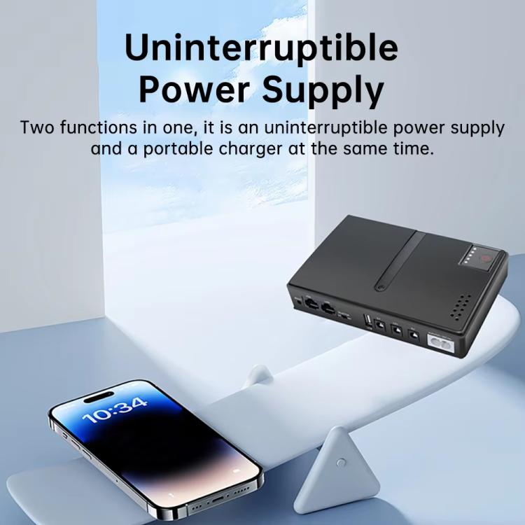 Uninterruptible Power Supply with DC Output 5V/9V/12V for Router, Modem, Security Camera, Mobile Phone EU Plug