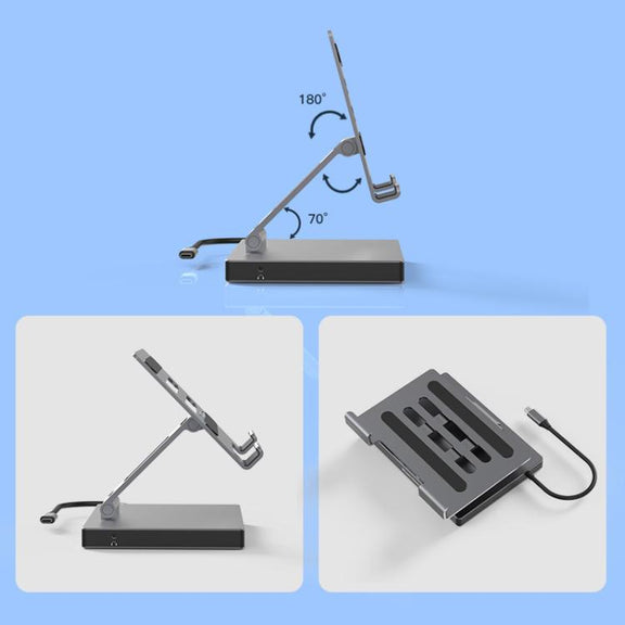Blueendless 4K/60Hz Multifunctional Docking Station Tablet Holder, Spec: 10-in-1