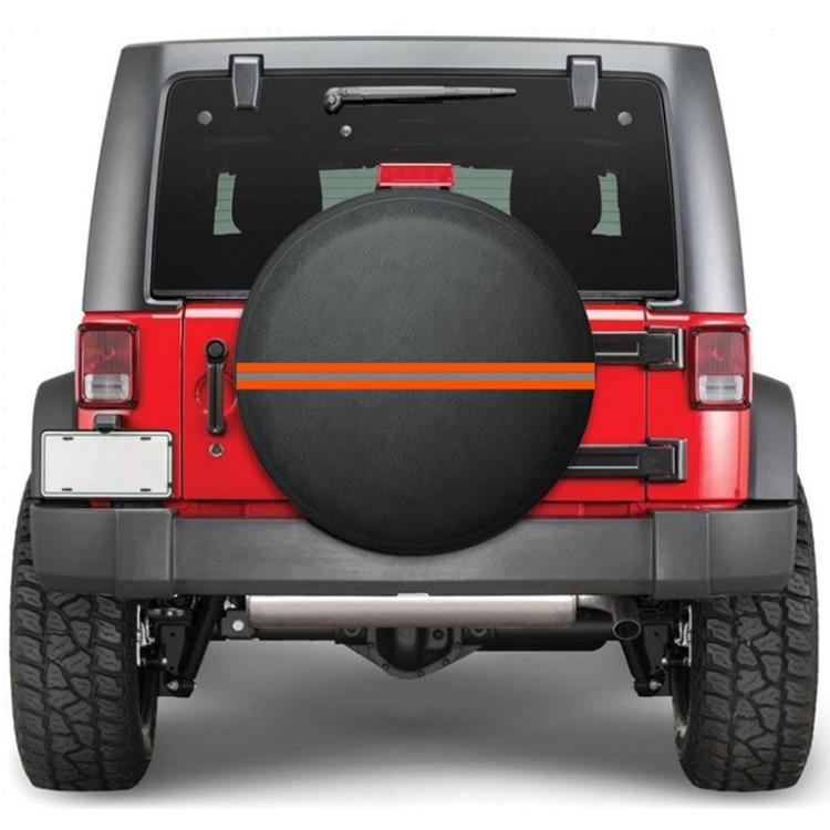 17inch Thickened Imitation Leather Car Tire Protector Spare Tire Cover With Reflective Stripes(FG-1 Gray)