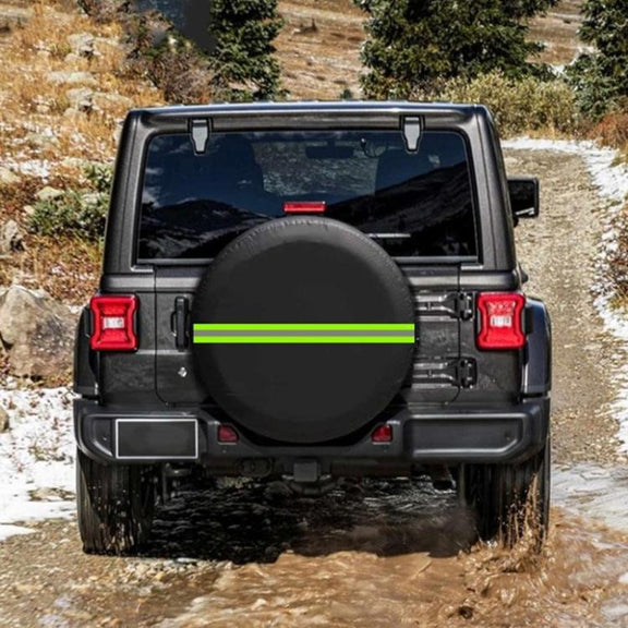 17inch Thickened Imitation Leather Car Tire Protector Spare Tire Cover With Reflective Stripes(FG-1 Gray)
