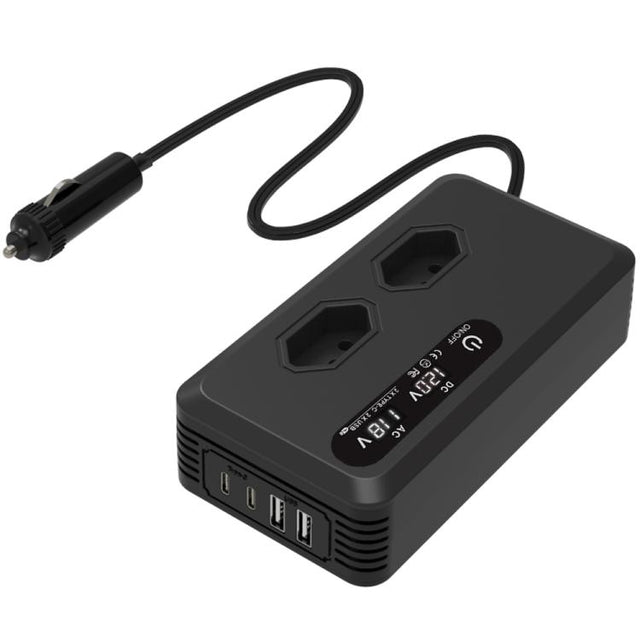 Gurxun Dual Digital Display Car Inverter With 2 USB+2 Type-C Ports Brazil Plug 110V