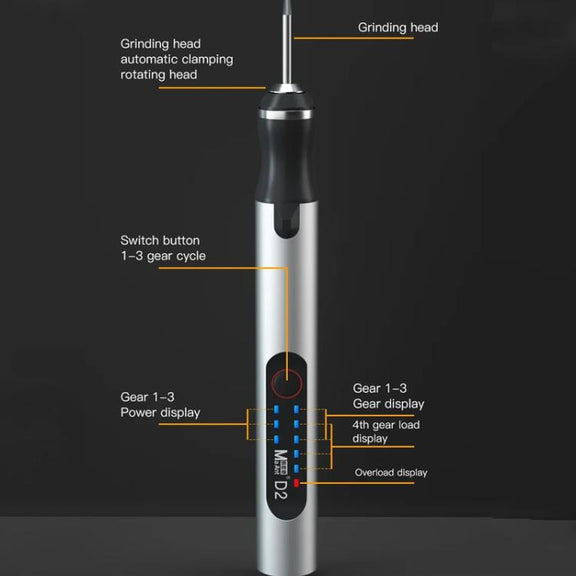 MaAnt D2 Rechargeable Speed Regulating Electric Grinding Pen Small Sanding Machine With 7 Sanding Heads