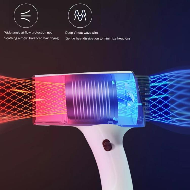Rechargeable Wireless Hair Dryer Negative Ion Hot and Cold Wind Versatile Hairdressing Tools EU Plug(Pink)