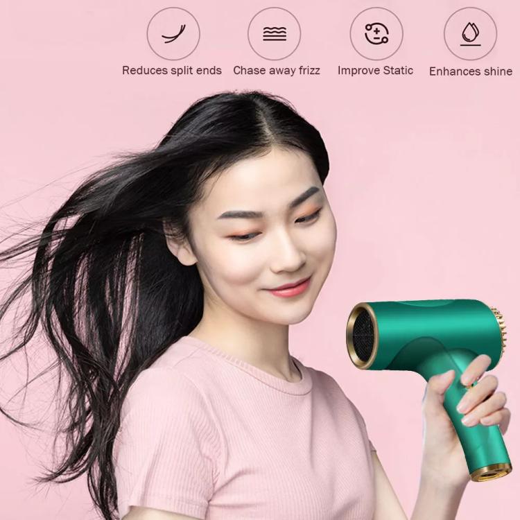 Rechargeable Wireless Hair Dryer Negative Ion Hot and Cold Wind Versatile Hairdressing Tools US Plug(White)