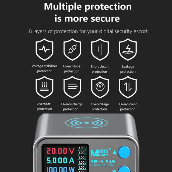 MaAnt DianBa No.1 Pro Multi-port Charger 9-ports With Digital Display Power Wireless Charger EU Plug