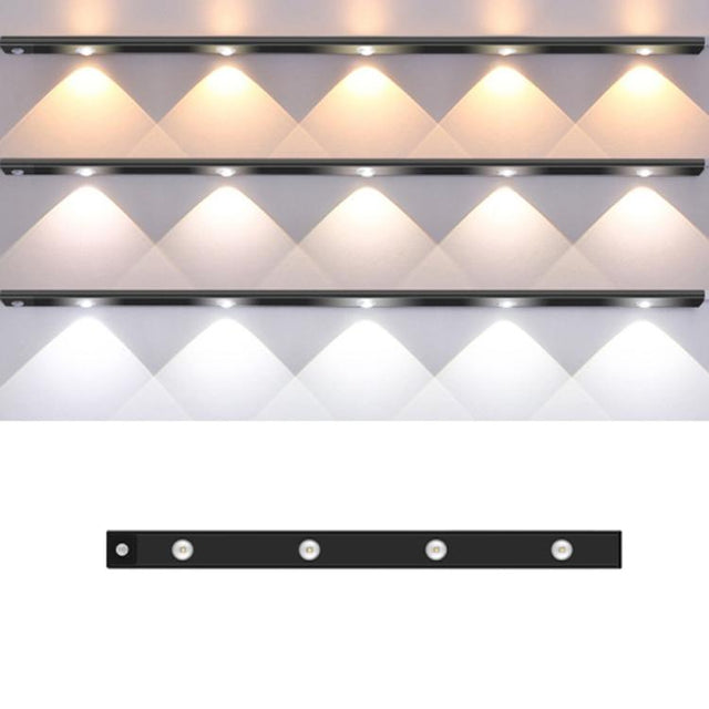 60cm Rechargeable Motion Sensor Light Bar Cabinet Wardrobe Lamp With Remote Control(Black)