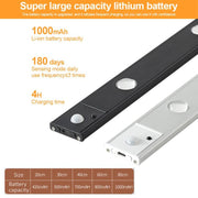 80cm Rechargeable Motion Sensor Light Bar Cabinet Wardrobe Lamp With Remote Control(Black)