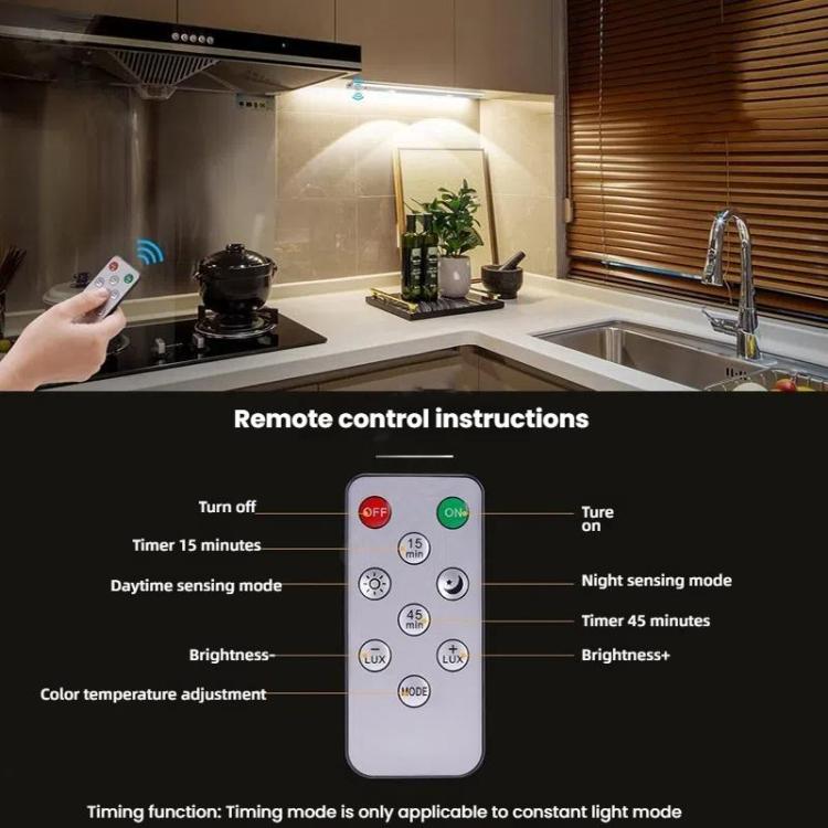 80cm Rechargeable Motion Sensor Light Bar Cabinet Wardrobe Lamp With Remote Control(Black)
