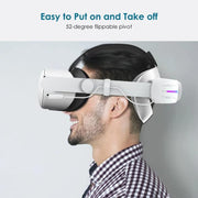 For Meta Quest 2 VR RGB Head Strap Adjustable Headband Built-in 8000 mAh Battery(White)