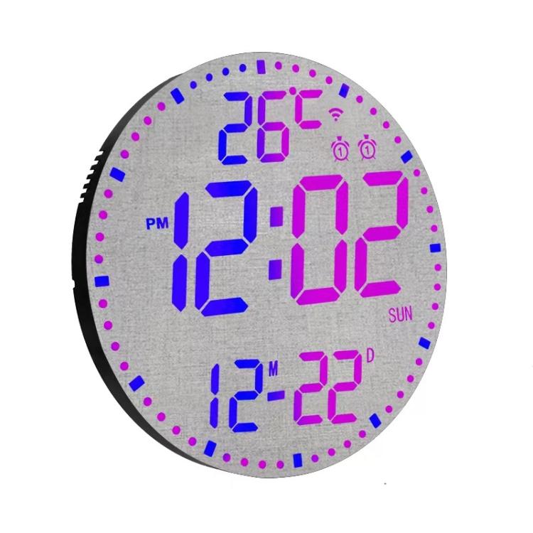 Wifi App Control LED Digital Wall Clock With RGB Light Multi-Functional Alarm Clock(Black Shell Colth Surface)