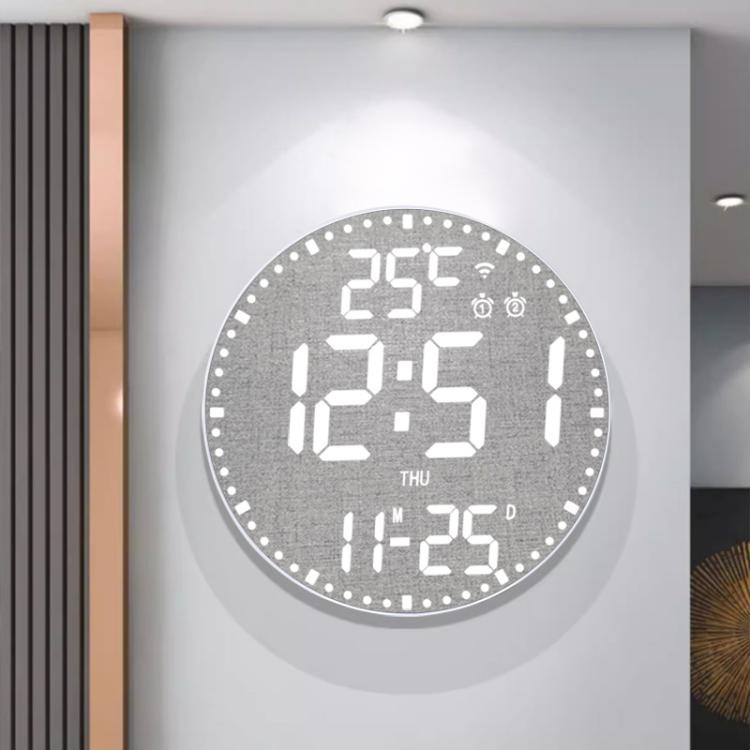 Wifi App Control LED Digital Wall Clock With RGB Light Multi-Functional Alarm Clock(White Shell Cloth Surface)