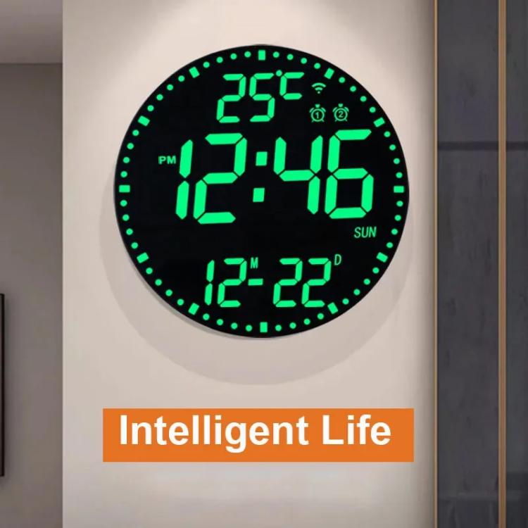 Wifi App Control LED Digital Wall Clock With RGB Light Multi-Functional Alarm Clock(White Shell Cloth Surface)