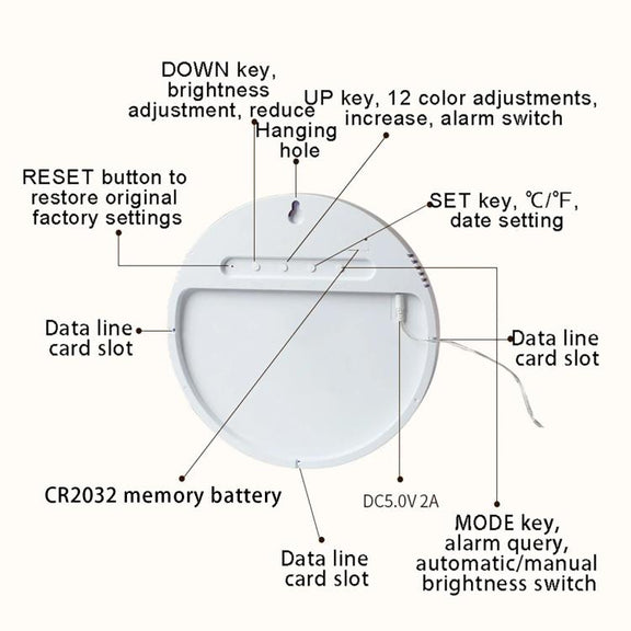 Wifi App Control LED Digital Wall Clock With RGB Light Multi-Functional Alarm Clock(White Shell Cloth Surface)