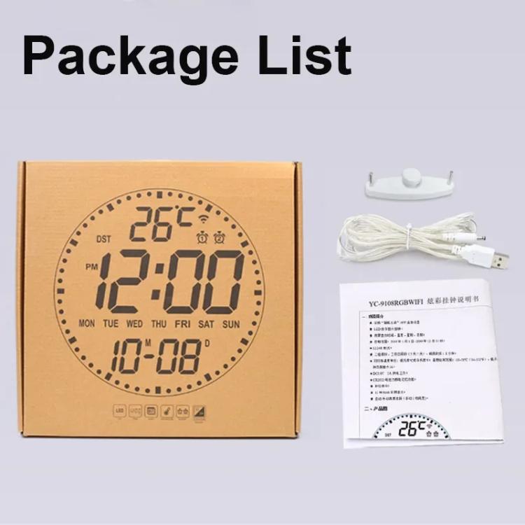 Wifi App Control LED Digital Wall Clock With RGB Light Multi-Functional Alarm Clock(White Shell Cloth Surface)