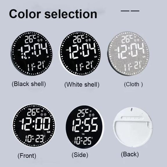 Wifi App Control LED Digital Wall Clock With RGB Light Multi-Functional Alarm Clock(White Shell Cloth Surface)