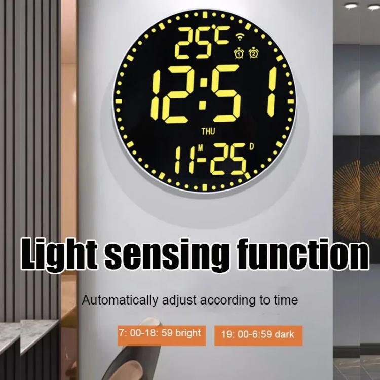 Wifi App Control LED Digital Wall Clock With RGB Light Multi-Functional Alarm Clock(Black Shell Black Surface)