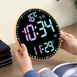 11.6-Inch RGB Wall Clock With Remote Control Multi-Functional Alarm Clock Bamboo+Black - Wall Clock by PMc TechLife | Online Shopping South Africa | PMc TechLife | Buy Now Pay Later Mobicred