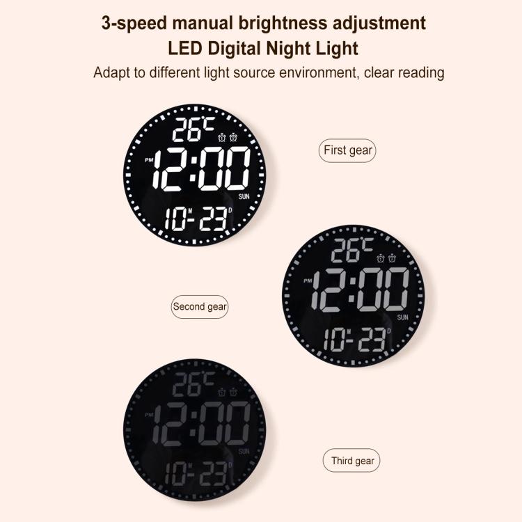 11.6-Inch RGB Wall Clock With Remote Control Multi-Functional Alarm Clock White+Black