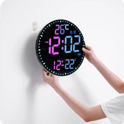 11.6-Inch RGB Wall Clock With Remote Control Multi-Functional Alarm Clock White+Black