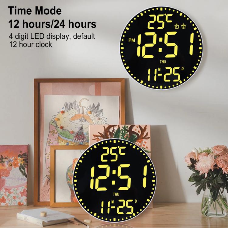 11.6-Inch RGB Wall Clock With Remote Control Multi-Functional Alarm Clock Bamboo+Bamboo