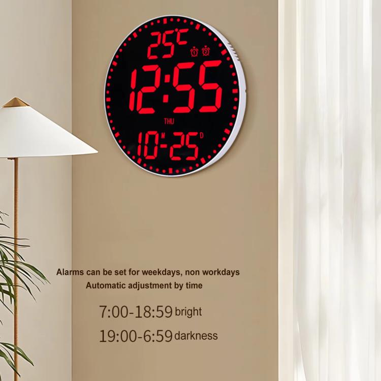 11.6-Inch RGB Wall Clock With Remote Control Multi-Functional Alarm Clock Bamboo+Bamboo