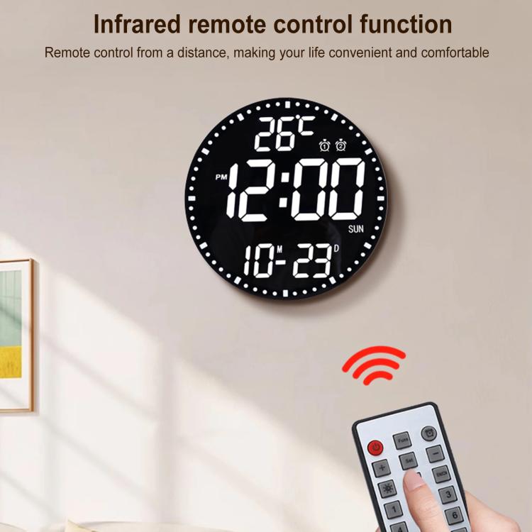 11.6-Inch RGB Wall Clock With Remote Control Multi-Functional Alarm Clock  White+Cloth