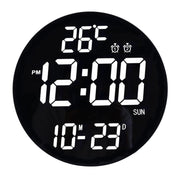 11.6-Inch White Light Wall Clock With Remote Control Multi-Functional Alarm Clock White+Black