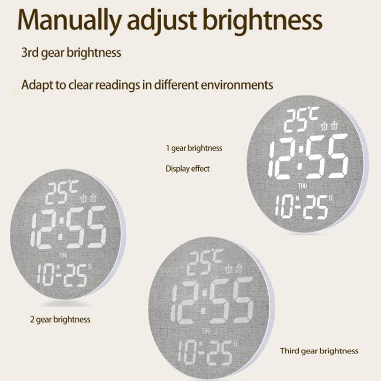 11.6-Inch White Light Wall Clock With Remote Control Multi-Functional Alarm Clock Black+Black